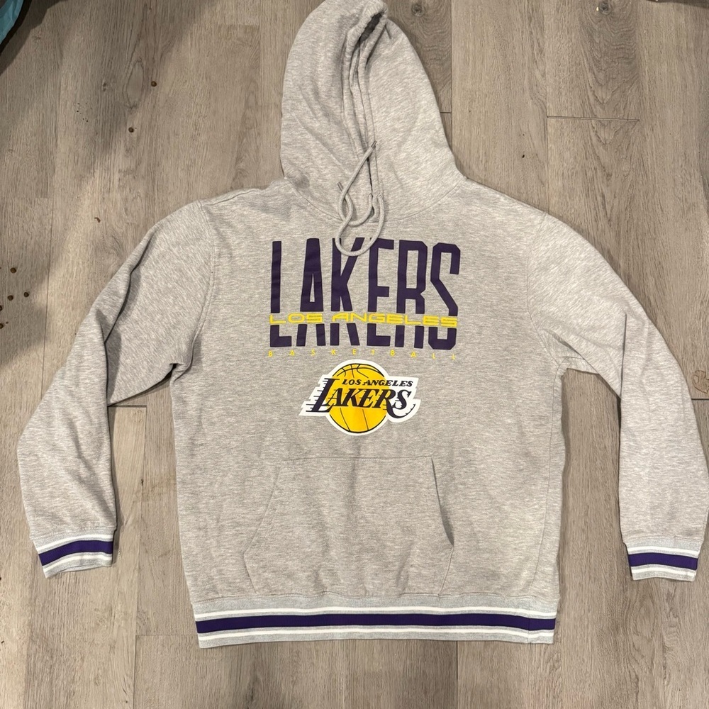 LA Lakers NBA Official Basketball Hoodie, Heather Grey, Size Large
